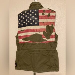 Denim & Supply Ralph Lauren Distressed Utility Vest, Distressed Flag Back